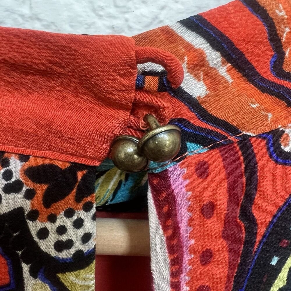 Anthropologie Maeve 100% Silk Larkhill Midi Dress Size Large Orange Floral Swing - Picture 8 of 13
